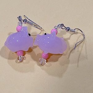 Cute glass pig earrings